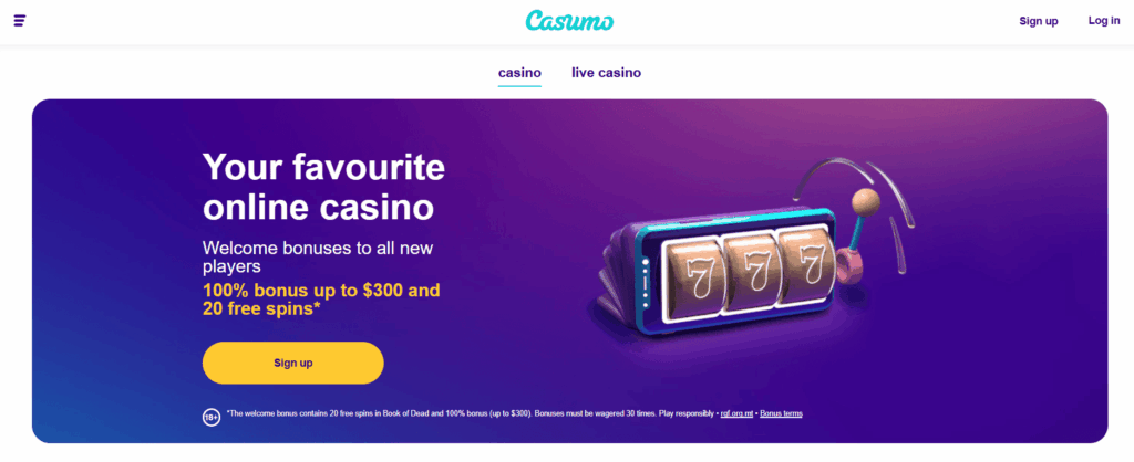 Главная страница Casumo